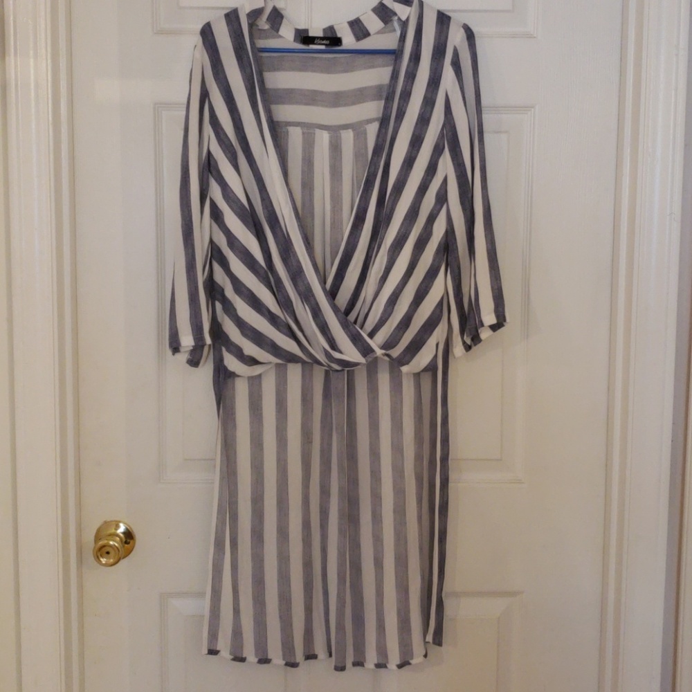 Blue and white striped blouse